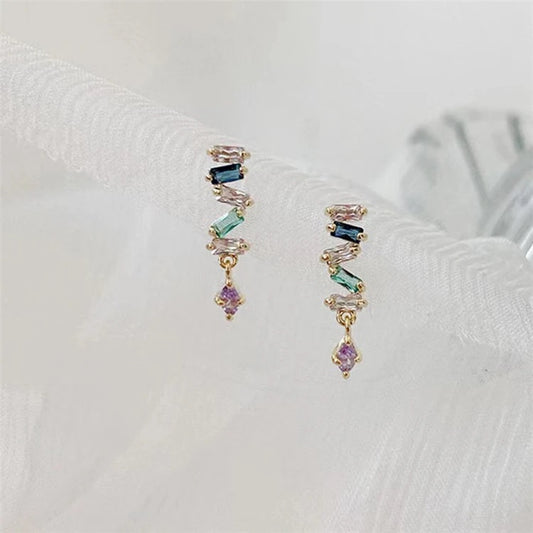 Artisan Collection 14K Gold Plated S925 Sterling Silver Premium Colorful Zircon Stud Earrings