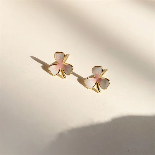 Artisan Collection 14K Gold Plated S925 Sterling Silver Pink Geranium Flower Stud Earrings